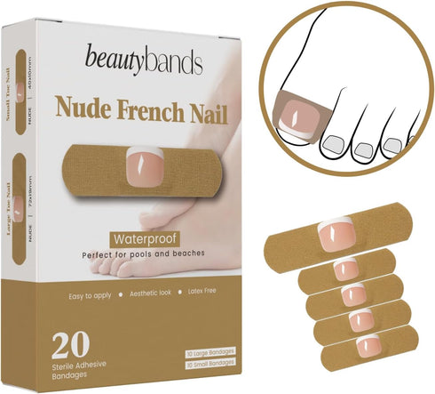 BeautyBands Toe Nail Cover Up Bandages for Unsightly, Broken or Cracked Toenails | Waterproof & Sterile Fake Nail