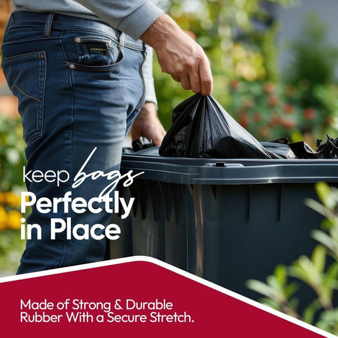 95-96 Pack 6 Rubber Bands Gallon Trash Cans - Garbage Bag Holder - Heavy Duty