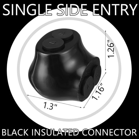 5 Pcs Insulated Multi Cable Connectors - 2 Port Single Entry Splice Electrical Power Connector Black