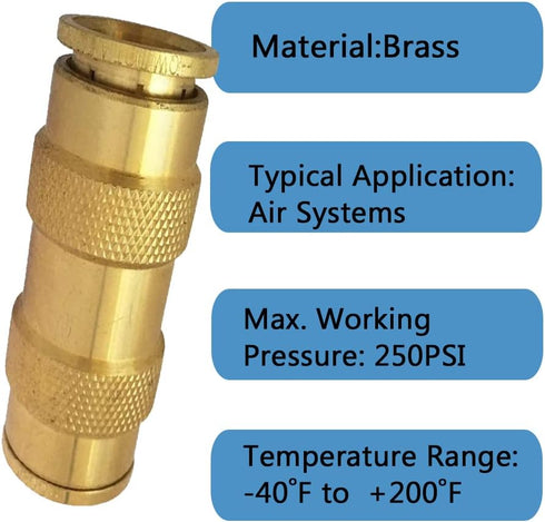 Push to Connect Fittings 1/4 Inch Tube OD Pneumatic Fittings for Air Compressor Quick Connect