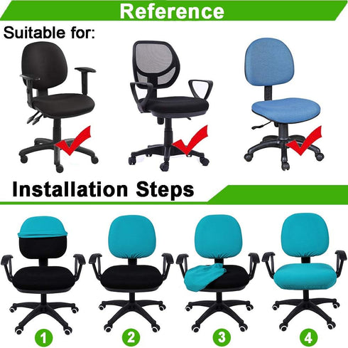 Smiry Stretch Jacquard Office Computer Chair Covers - Removable Washable Universal Desk Slipcovers in Black