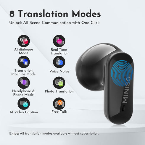 MS119 165 8 6.0,3-in-1 MINISO AI Translation Earbuds Real Time,simultaneous Interpretation with Languages