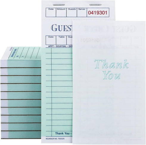 Methdic Guest Checks Waitress Notepad for Restaurants 2000 Orders Server Note Pads