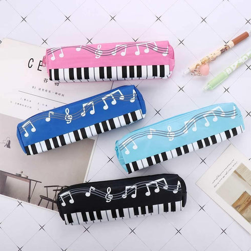 Black Violin Oxford Cloth Pencil Case, Square Single Layer Music Notes, Large Capacity Pen Bags, Stationery Supplies