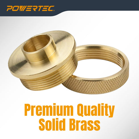 5/8", 2PK (71166-P2) POWERTEC Router Guide Bushing Solid Brass Short Shank Precision Router Bushings Template Guide