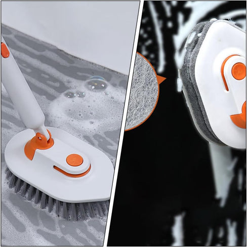 Versatile Floor and Grout Cleaning Brush with Extendable Handle and Replaceable Pads