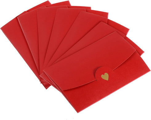 PATIKIL 12 Pack Mini Envelopes, Retro Gold Heart Business Invitation Envelopes for Wedding Birthday, Red