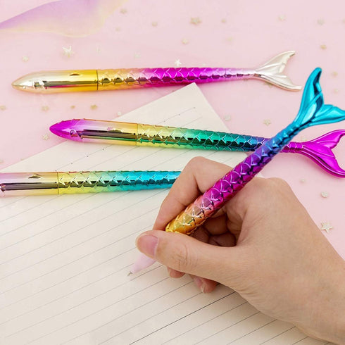 Pack of 24 Mermaid Pens - Creative Liquid Gel Ink Rollerball Pen for School, Home, Office, Gifts
