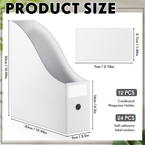 Thenshop 12 Pieces Cardboard Magazine File Holder: 12 x 12 Paper Storage Organizer for Students, Teacher Desk Office
