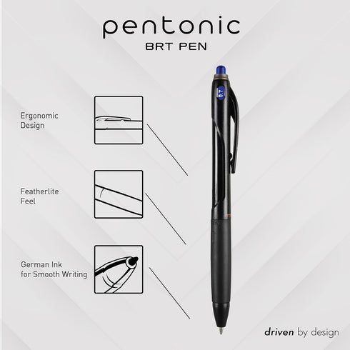 Pentonic BR-T Retractable Ballpoint Pens, 18 Count, Blue Ink, 0.7 mm Fine Point, Smooth Writing For Journaling, Office & School (PEN12125) by Pentonic