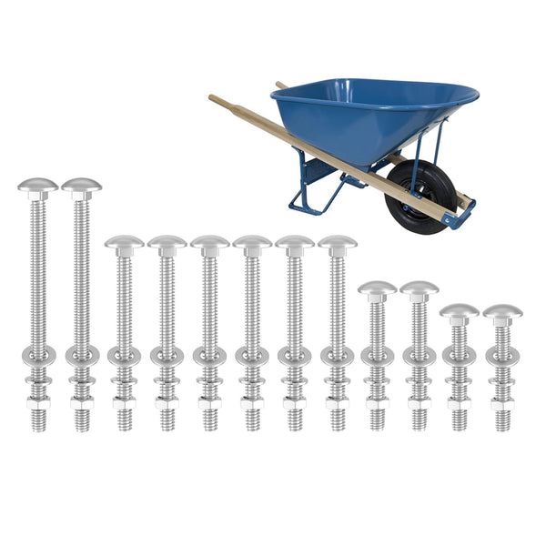 Wheelbarrow Handles Replacement Kit for 5/16 Stainless Nuts and Bolts, 12-Pack Wheel Barrow Parts