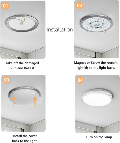 Ledytech 2400LM, 2700K-6500K 9.25 Inch, 120V, Smart Ceiling Light Replacement Kit, RGB LED Ceiling Light Retrofit Kit