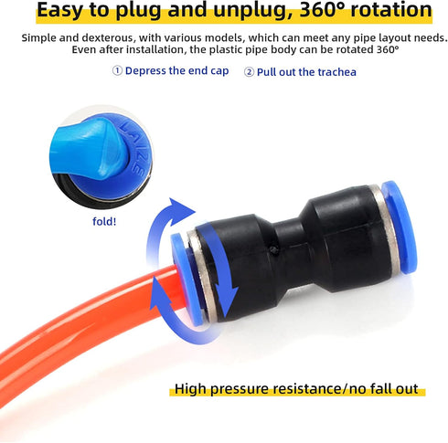 20pcs Air Tool Fittings, 6/8mm (1/4 5/16) Straight Push Connectors, Pneumatic Connectors Air Line Fittings