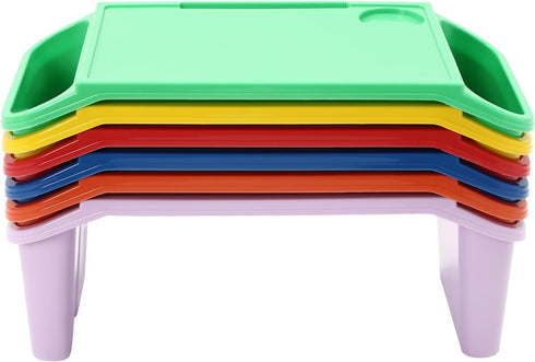 QUSKLISU 6 Kids Lap Desk Tray, Stackable Portable Lap Tray - Multicolor Plastic Table, Breakfast Laptop Trays