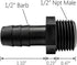 20 pcs 1/2" Barb x 1/2" NPT Male Connector, Plastic Hose Barb Fitting, Industrial Hose Barb to Pipe Fittings