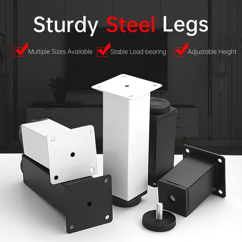 Generic Set 2 Stand(Black,8cm/3in) Square Metal Legs for Furniture | of Adjustable Sofa Cabinet Support Feet |