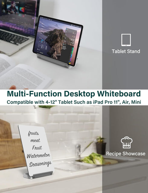 Yagee Desktop Whiteboard with Storage - Dry Erase Board with Phone & Tablet Stand, Double-sided Writing Board