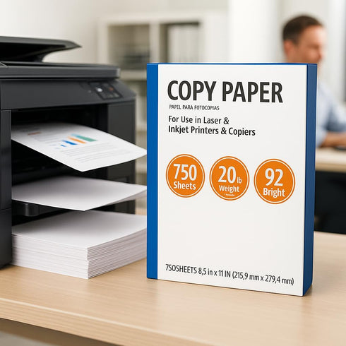 O2ktb 8.5" 11", 20 lb, 92 1 (750 Premium Copy Paper, x Bright, White, Smooth Finish, Designed to Reduce Paper Jams
