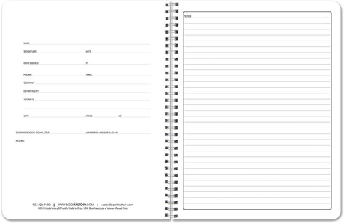 BookFactory Meeting Notebook/Meeting Book for Work - Black, 120 Pages (Ruled Format), 8.5in x 11in, Wire-O Bound