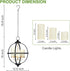 SUNNYPARK 3 12.6" Battery Operated Outdoor Candle Chandelier - Black and Gold Metal Globe Hanging Pendant Light