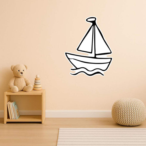 Azeeda (720mm) (DW00172160) 'Sail Boat Toy' White Premium Vinyl Decal Sticker Waterproof, Durable & Easy to Apply