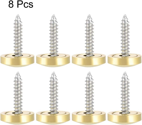 uxcell Mirror Screws Decorative Caps, Polished Gold Cover Nails, 14mm, 8pcs