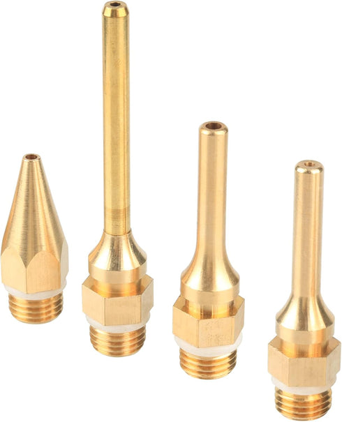 Yakamoz 4Pcs Interchangeable Copper Glue Gun Nozzle Set, 10.8mm Thread, Small Bore Long Tube Nozzles