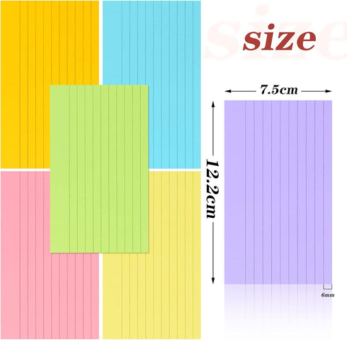 Tecmisse 1200 3x5 Inches 6 (1200) Pcs Ruled Index Cards, Colorful Index Cards Bulk, Heavy Colored Note Cards, Study