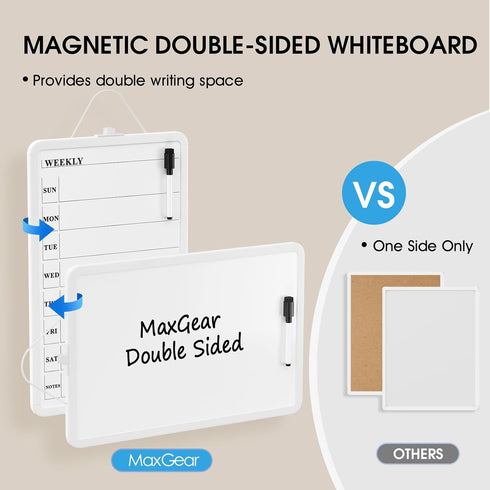 MaxGear Weekly Calendar White Board for Wall, 11"x 17" Double-Sided Magnetic Dry Erase Board with Marker