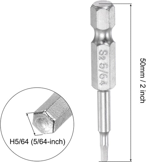 uxcell 5/64" Magnetic Hex Head Screwdriver Bit, 1/4" Hex Shank 2" Length S2 Steel Power Tool, 3 Pcs by uxcell