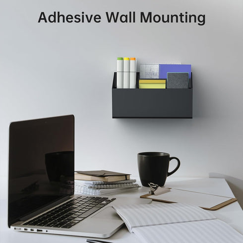 Black Acrylic Magnetic Pen Holder - Large Self Adhesive Wall Dry Erase Marker Holder for Home, School, Office