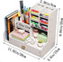Upgraded Desktop Stationary Organizer with Drawer, DIY White Pencil Holder for Home, Office and School Tidy Caddy