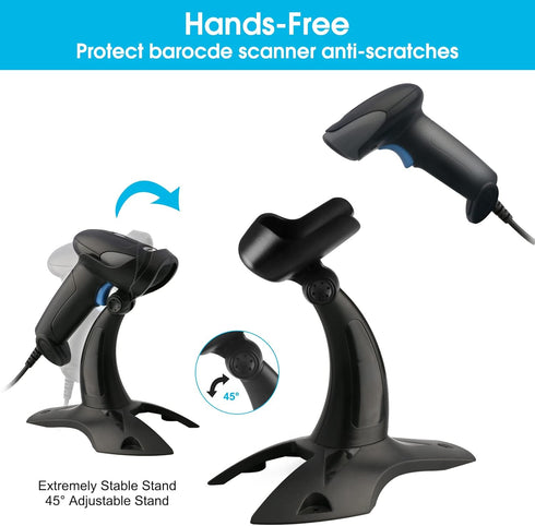 Sumicor 2D 1D 2D USB Barcode Scanner with Stand, Handheld QR Barcode Reader Support Mobile Payment Laptop Screen Scan