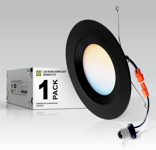ASD Black Retrofit LED Recessed Lighting 6 Inch - 12W 2700K-5000K 1009LM