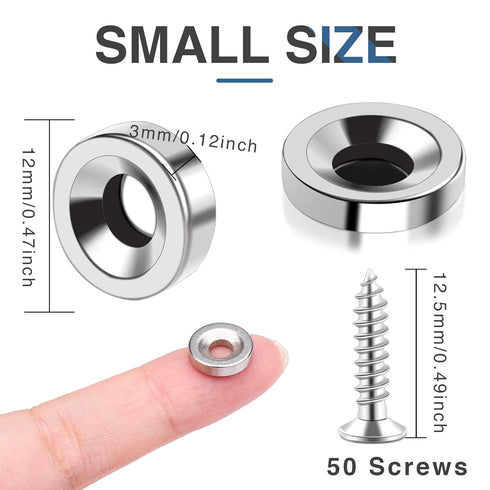 50Pcs Countersunk MIKEDE Strong Magnets with Hole, Heavy Duty Rare Earth Magnet with Mounting Screws, Round Neodymium