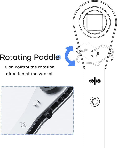 HVAC Service Wrench: Refrigeration Ratcheting Wrench 3/8 1/4 5/16'' 3/16'' with Hex Bit Adapter for Air Conditioning