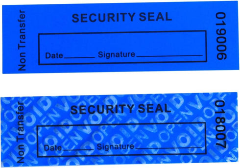 TamperSeals Group - 100pcs Non Transfer Tamper Proof Security Warranty Void Open Labels for Reusable Packages (Blue)