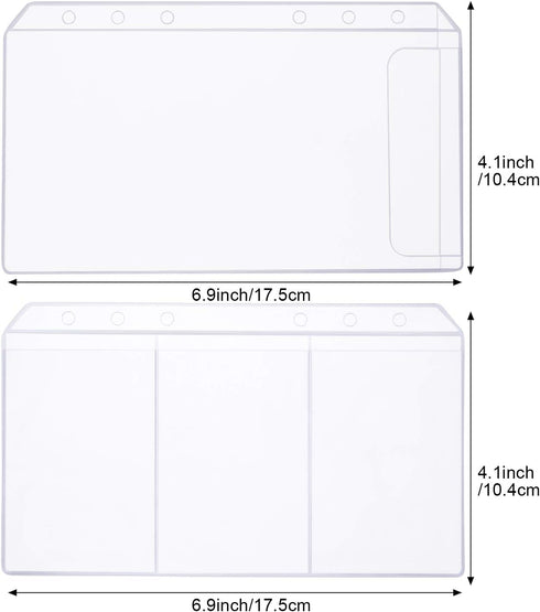 Shappy 18 Pieces A6 Size Binder Pockets with Different Partitions, Waterproof Plastic Binder Folders with Zipper Loose