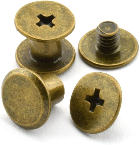 LQ Industrial 120pcs Chicago Screw Binding Screws, 5x6mm Bronze, Cross Head Phillips Drive for DIY Leather Craft