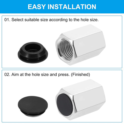 PATIKIL 5.5mm Diameter Silicone Round Snap, 30 Pcs Locking Furniture Hole Plug Button for 5-5.5mm Hole, Black