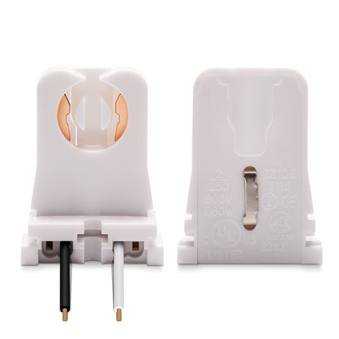 JACKYLED Non-Shunted Turn-Type T8 Lamp Holder UL Socket Tombstone with 10 Inches Wires Attached (18-Pack)