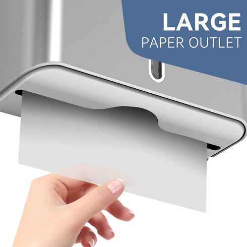 Commercial Paper Towel Dispenser Wall Mount, Adhesive No Drilling Multifold Trifold C Fold Hand Towel Dispenser,Silver