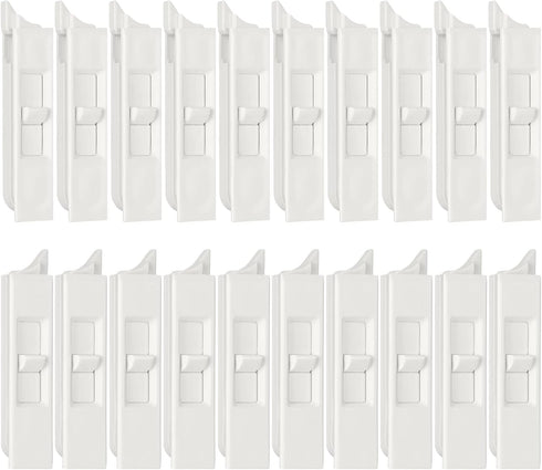 White Plastic Tilt Latch Pairs, Snap-In Spring Loaded Sliding Window Accessories, 20 Pieces