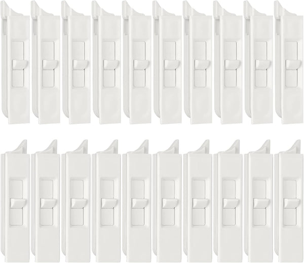 White Plastic Tilt Latch Pairs, Snap-In Spring Loaded Sliding Window Accessories, 20 Pieces