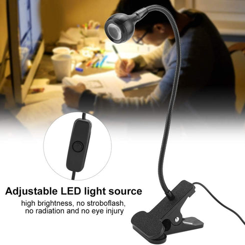 LED Clip On Reading Light, Book Light, USB Mini Desk Night Lamp with Clip for Home Study (Warm-Black)