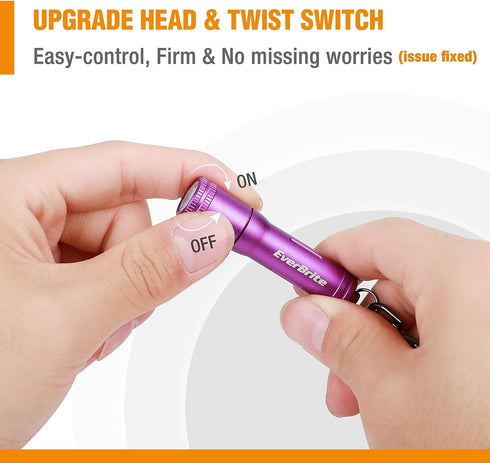 EverBrite Mini Keychain LED Flashlight, Portable Pocket Torch for EDC, Camping, Emergency