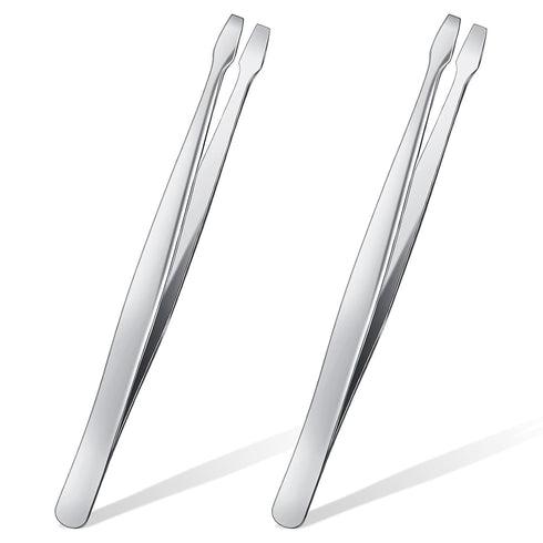 2 Pieces Flat Tip Tweezer Blunt Tip Tweezers, Stainless Steel Lab Forceps with Straight Flat Tips for Laboratory Work