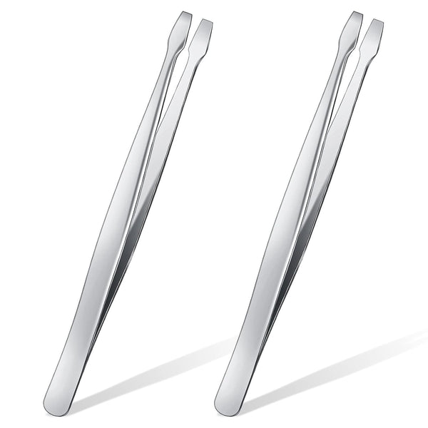 2 Pieces Flat Tip Tweezer Blunt Tip Tweezers, Stainless Steel Lab Forceps with Straight Flat Tips for Laboratory Work