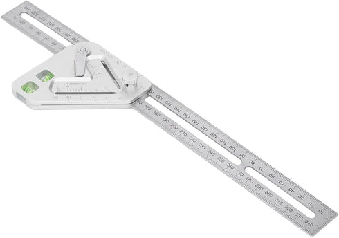 Combination Square with Bubble Level, Silver Flexible Woodworking Triangle Ruler Carpentry Tools