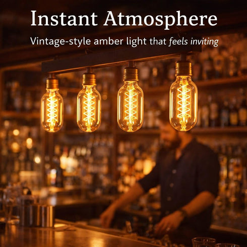 Weyolin T45 Bulb, 40W 2200K Bulb,180 E26 Base,Dimmable Bulb (4-Pack) Amber Glass Edison Incandescent, Ultra Warm White